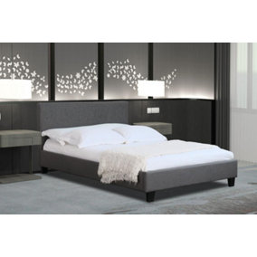 Comfy Living 4ft6 Fabric Prado Bed Frame Dark Grey