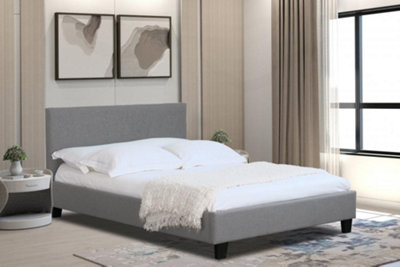 Comfy Living 4ft6 Fabric Prado Bed Frame Light Grey