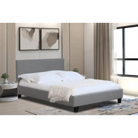 Comfy Living 4ft6 Fabric Prado Bed Frame Light Grey