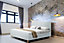 Comfy Living 4ft6 Jakarta Linen Fabric Bed Frame in Duck Egg Blue