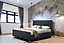 Comfy Living 4ft6 Jakarta Linen Fabric Bed Frame in Grey