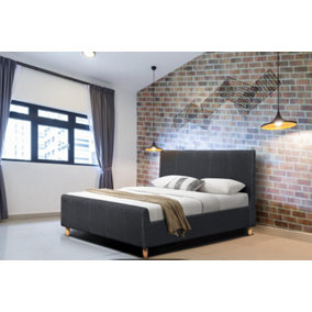 Comfy Living 4ft6 Jakarta Linen Fabric Bed Frame in Grey