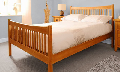 Comfy Living 4ft6 JD Shaker Bed Frame in Caramel