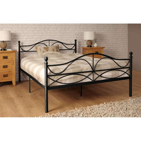 Comfy Living 4ft6 Lyon Metal Bed Frame  in Black