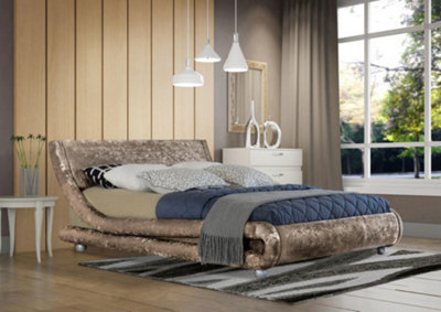 Comfy Living 4ft6 Mallorca Crushed Velvet Bed Frame Truffle