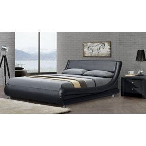 Comfy Living 4ft6 Mallorca Faux Leather Bed Frame Black