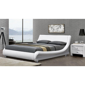 Comfy Living 4ft6 Mallorca Faux Leather Bed Frame in White