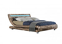 Comfy Living 4ft6 Mallorca LED Crushed Velvet Bed Frame Truffle