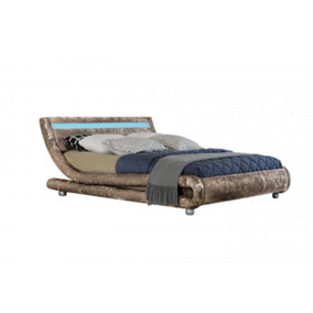 Comfy Living 4ft6 Mallorca LED Crushed Velvet Bed Frame Truffle