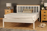 Comfy Living 4ft6 Medina Wooden Bed Frame in White
