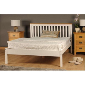 Comfy Living 4ft6 Medina Wooden Bed Frame in White