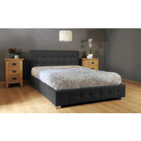 Comfy Living 4ft6 Nicole Fabric Ottoman Storage Bed BLACK