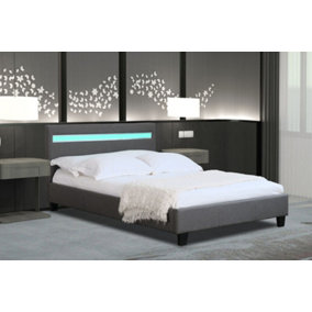 Comfy Living 4ft6 Prado Bed Frame With LED Dark Grey