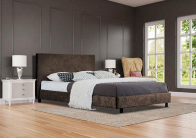 Comfy Living 4ft6 Prado Crushed Velvet Bed Frame in Brown
