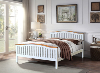 Comfy Living 4ft6 Solid Wooden Curved Bed Frame in White DIY at B&Q