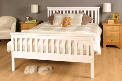 Comfy Living 4ft6 White Wooden Bed Frame