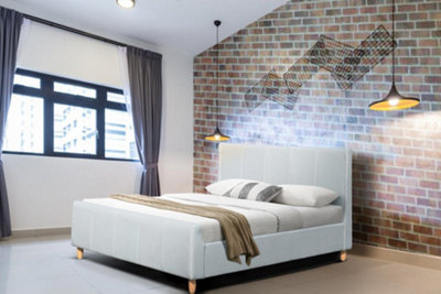 Comfy Living 5ft Jakarta Linen Fabric Bed Frame in Duck Egg Blue