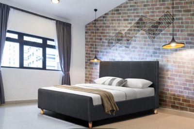 Comfy Living 5ft Jakarta Linen Fabric Bed Frame In Grey
