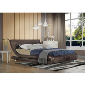 Comfy Living 5ft Mallorca Crushed Velvet Bed Frame Brown