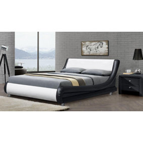 Comfy Living 5ft Mallorca Faux Leather Bed Frame in Black and White