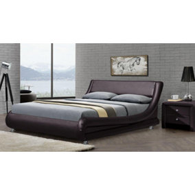 Comfy Living 5ft Mallorca Faux Leather Bed Frame in Chocolate