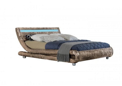 Comfy Living 5ft Mallorca LED Crushed Velvet Bed Frame Truffle