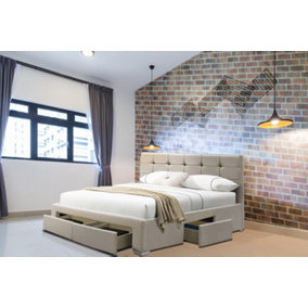 Comfy Living 5ft Shanghai 4 Drawer Velvet Bed Frame with Blanket Box