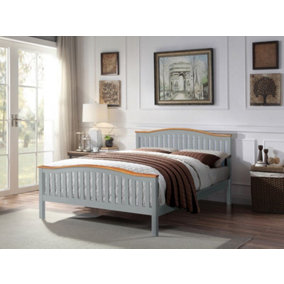 Comfy Living 5ft Solid Wooden Curved Bed Frame Grey