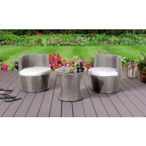 Comfy Living Bahamas Rattan Garden Set  in Grey with Cover