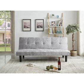 Comfy Living Crush Velvet Sofa Bed in Silver