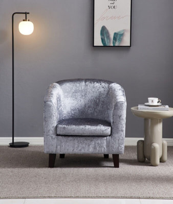 Comfy Living Crush Velvet Tub Chair In Grey