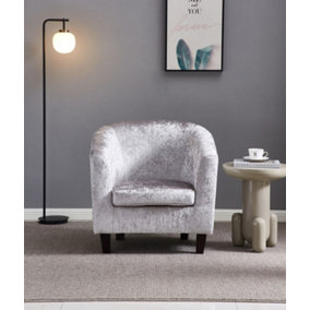Comfy Living Crush Velvet Tub Chair In Silver