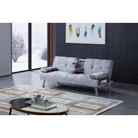 Comfy Living Crushed Velvet Bluetooth Sofa Bed in Steel