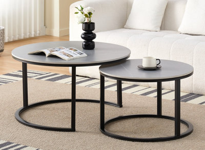 COMFY LIVING DUAL SINTERED STONE NESTED COFFEE TABLE SET