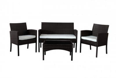 Comfy Living Economy 4 Piece Rattan Garden Set in Black