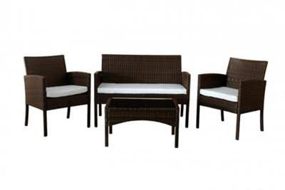 Comfy Living Economy 4 Piece Rattan Garden Set in Brown