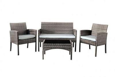 Comfy Living Economy 4 Piece Rattan Garden Set With Cover Option in Grey