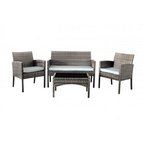 Comfy Living Economy 4 Piece Rattan Garden Set With Cover Option in Grey