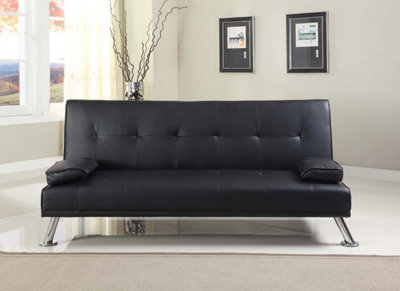 Comfy Living Faux Leather Naples Sofa Bed in Black