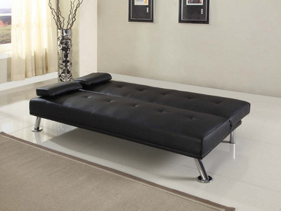 Comfy Living Faux Leather Naples Sofa Bed in Black