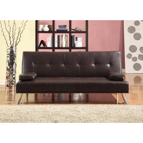 Comfy Living Faux Leather Naples Sofa Bed in Chocolate