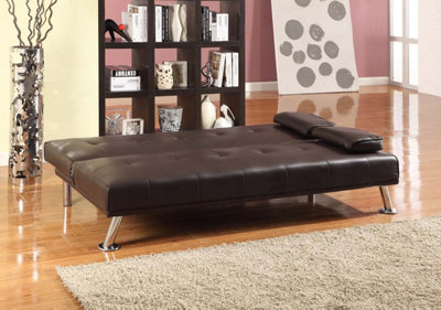 Comfy Living Faux Leather Naples Sofa Bed in Chocolate