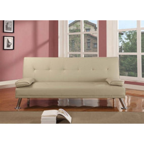 Comfy Living Faux Leather Naples Sofa Bed in Cream