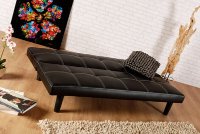 Comfy Living Faux Leather Spencer Sofa Bed in Black