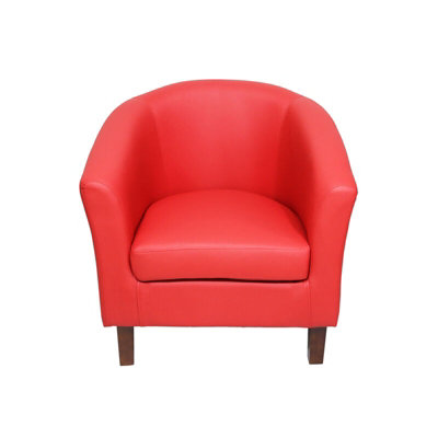 Comfy Living Faux Leather Tub Chair In Red