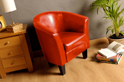 Comfy Living Faux Leather Tub Chair In Red