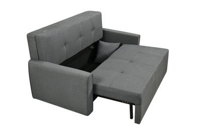 Comfy Living Grey Linen Pull Out Sofa Bed