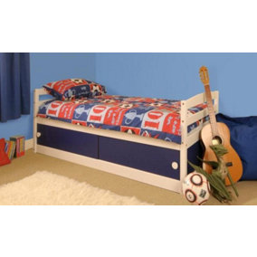 Comfy Living Kids 3ft Storage Single Solid Pine Bed Frame in Blue