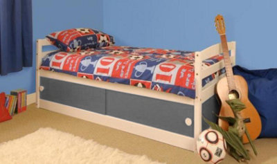 Comfy Living Kids 3ft Storage Single Solid Pine Bed Frame in Grey