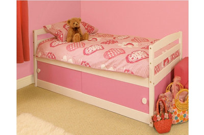 Comfy Living Kids 3ft Storage Single Solid Pine Bed Frame in Pink